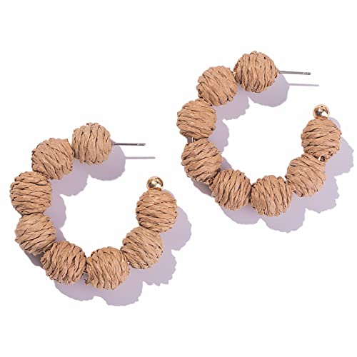 Bast-Creolen, Statement-Boho-Ohrringe, niedliche Rattan-Ohrringe, handgefertigt, bunte Ohrringe für Damen und Mädchen, einzigartiger Sommerschmuck, Bast-Zink-Rattan, Kein Edelstein Bast-Creolen, Statement-Boho-Ohrringe, niedliche Rattan-Ohrringe, handgefertigt, bunte Ohrringe für Damen und Mädchen, einzigartiger Sommerschmuck, Bast-Zink-Rattan, Kein Edelstein von Lorsoilyn
