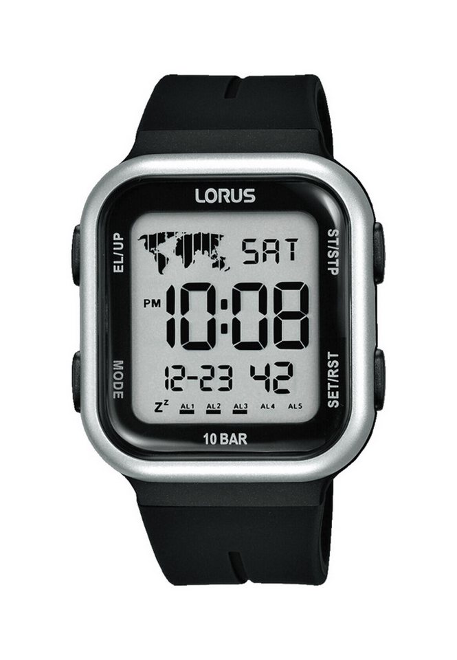 LORUS Digitaluhr Lorus Herren Digital Schwarz, (Set), mit geschlossener Akustik von Lorus