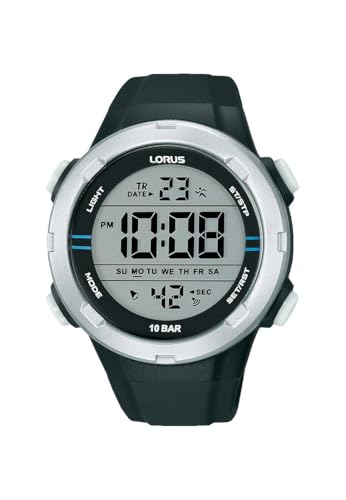 LORUS Herren Digital Quarz Uhr mit Silikon Armband R2301QX9 von Lorus