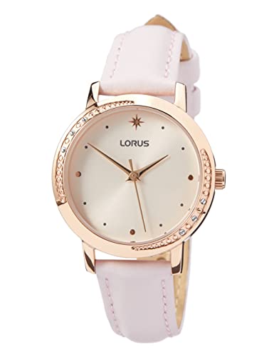 Lorus Damen Analog Quarz Uhr mit Echtes Leder Armband RG298RX9 von Lorus