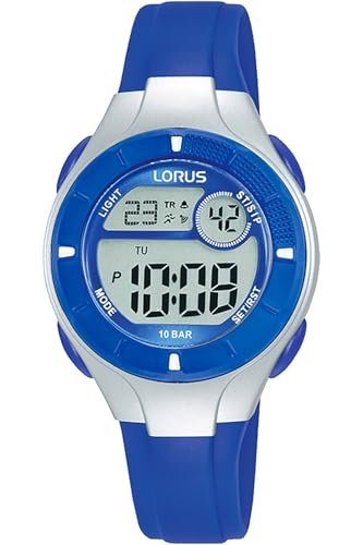 Lorus Digitale Multifunktionsuhr für Kinder, 100 m (31 mm), digitales Zifferblatt/blaues PU-Armband R2341PX9 von Lorus