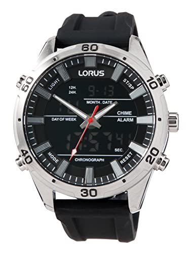 Lorus Herren Analog-Digital Quarz Uhr mit Silikon Armband RW653AX9 von Lorus