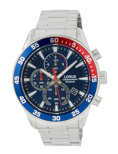 Lorus Herren Analog Quarz Uhr mit Metall Armband RM325JX9, Blau von Lorus