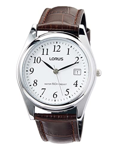 Lorus Klassik Herren-Uhr mit Palladiumauflage und Lederband RS965BX9 von Lorus