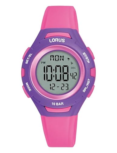 LORUS Mädchen Digital Quarz Uhr mit Silikon Armband R2395PX9 von Lorus