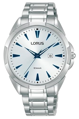 Lorus Sportdatum 100 m (36 mm), weißes Sonnenschliff-Zifferblatt/Edelstahl RJ259BX9 von Lorus