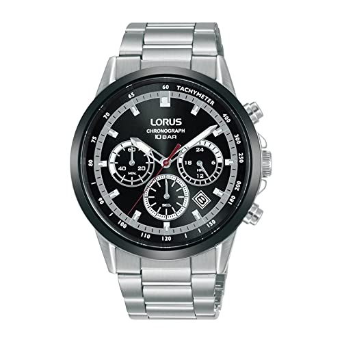 Lorus Sports Chronograph Quartz Black Dial Stainless Steel Bracelet Mens Watch RT397JX9 von Lorus
