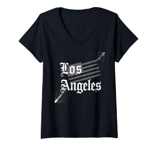 Damen Los Angeles Tshirt Männer Frauen Kalifornien Retro Vintage T-Shirt mit V-Ausschnitt von Los Angeles Tshirt California LA Urlaubsreise