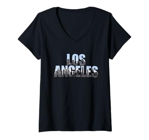 Damen Los Angeles Tshirt Männer Frauen Kalifornien Retro Vintage T-Shirt mit V-Ausschnitt von Los Angeles Tshirt California LA Urlaubsreise
