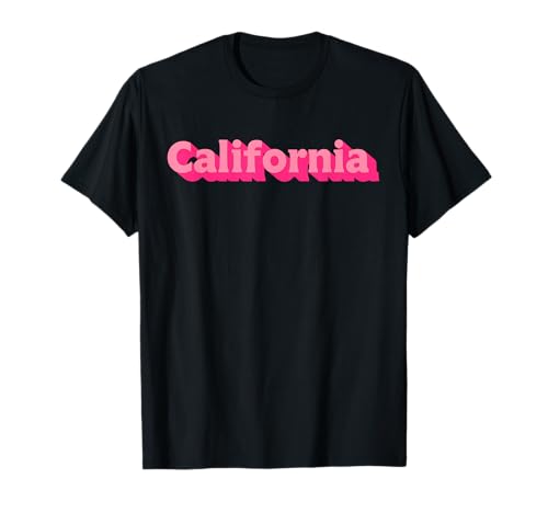 California Beach Retro Pink Wort Mädchen Kinder Frauen Mütter T-Shirt von Los Angles California Vintage Font Pink Letters