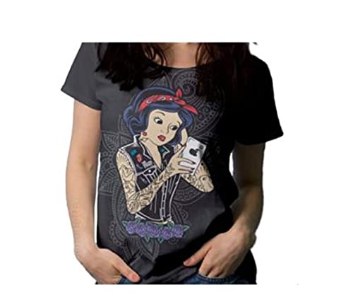 Los Eventos de la Tata. Modernes Damen-T-Shirt mit Tattoo-Prinzessinen, Schneeweiß, Small Los Eventos de la Tata. Modernes Damen-T-Shirt mit Tattoo-Prinzessinen, Schneeweiß, Small von Los Eventos de la Tata. Detalles que enamoran