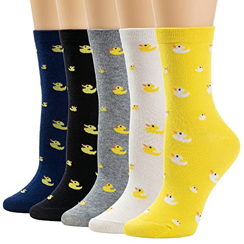 Losa Kute Damen Socken Cactus Crew Socken Geschenke Cotton Lange Lustige Socken 43627 B 5 Paare Enten von Losa Kute