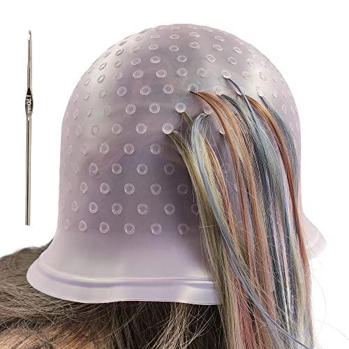 Silikon Highlight Kappe, Strähnchenhaube Haare Färben Hervorhebung Silikon Strähnchenhaube Set Stränchen Haube mit Nadel für Frauen und Mädchen Bläst von Losaria