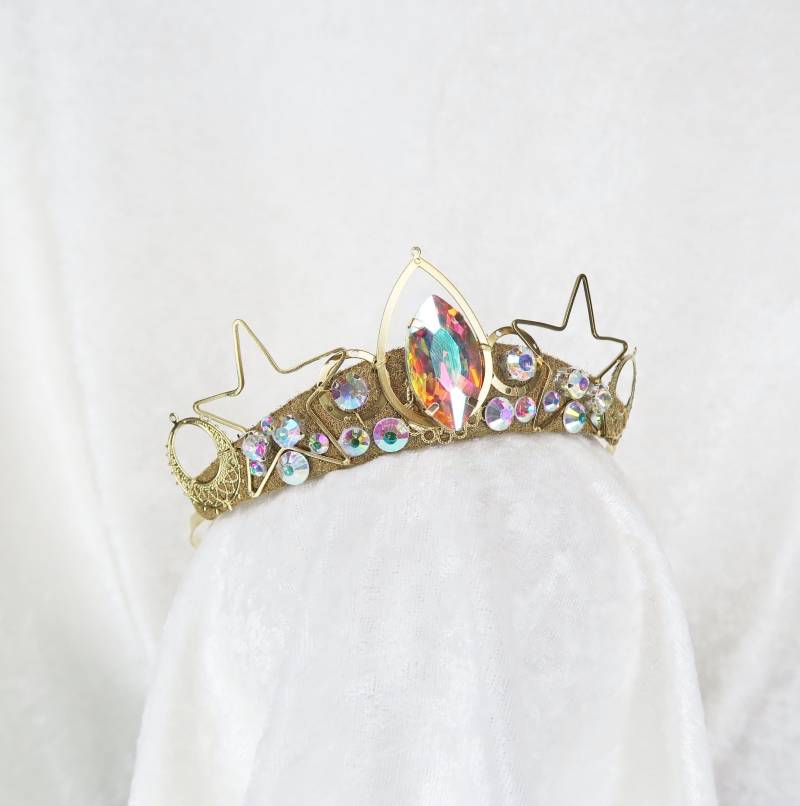Gold Cosmos Star Tiara - Regenbogen Edelstein Stirnband von Loschy