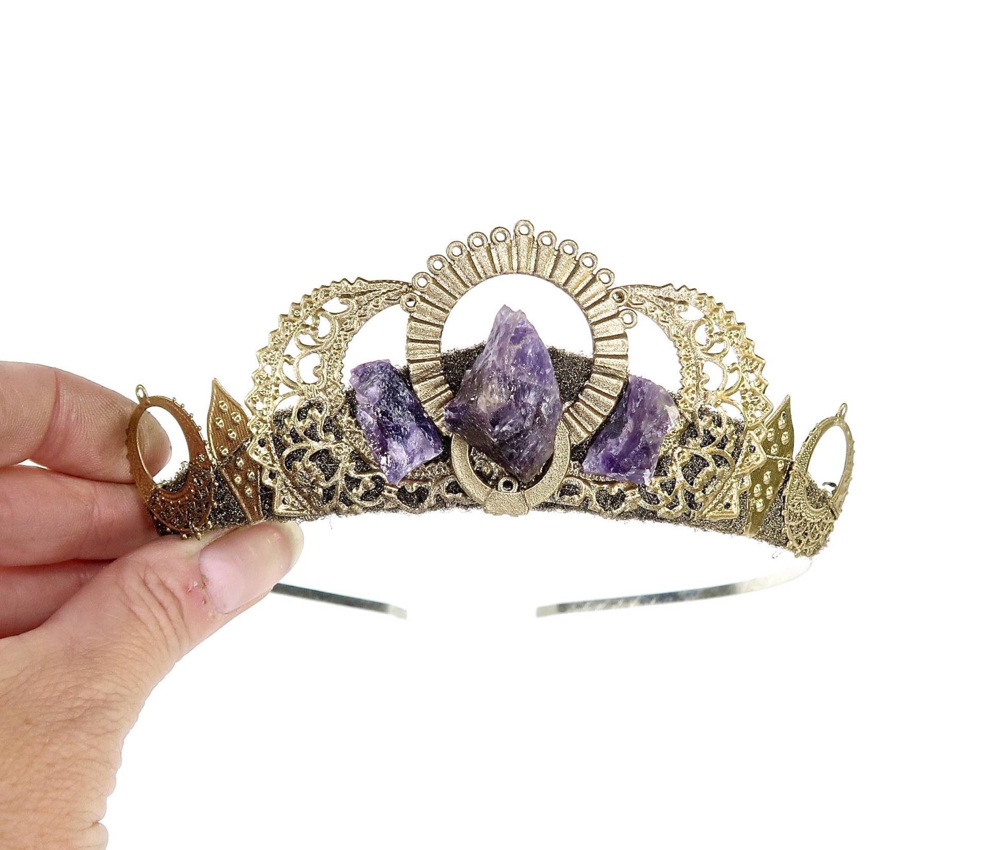 Gold Tiara Mit Roh Amethyst - Krone Von Loschy Designs von Loschy