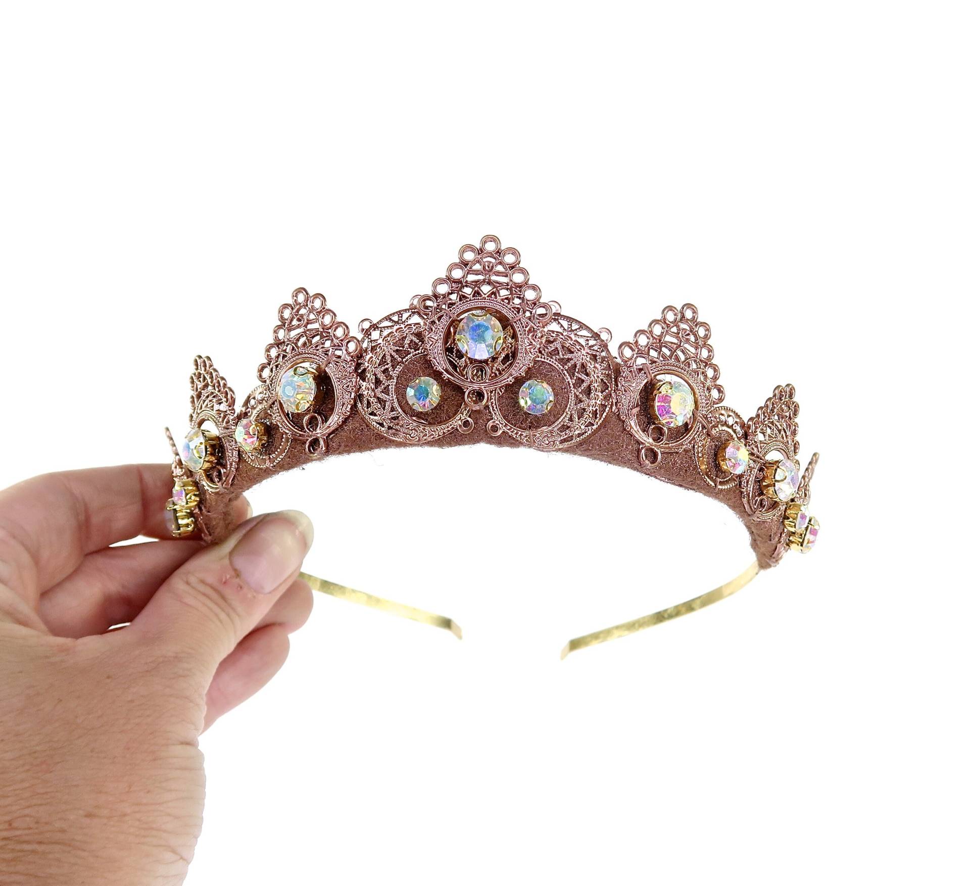 Rosegold Margaret Krone Mit Regenbogen Glassteinen von Loschy