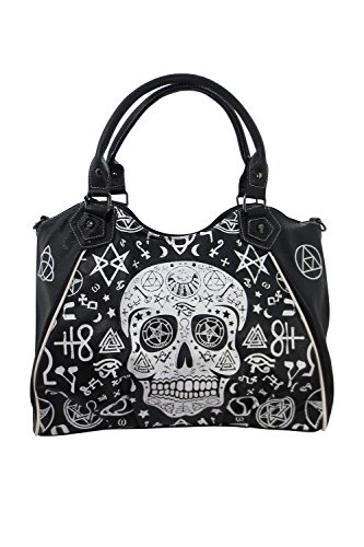 Lost Queen Gothic Rockabilly Skull Pentagramm Umhängetasche Handtasche Geldbörse, Schwarz von Lost Queen