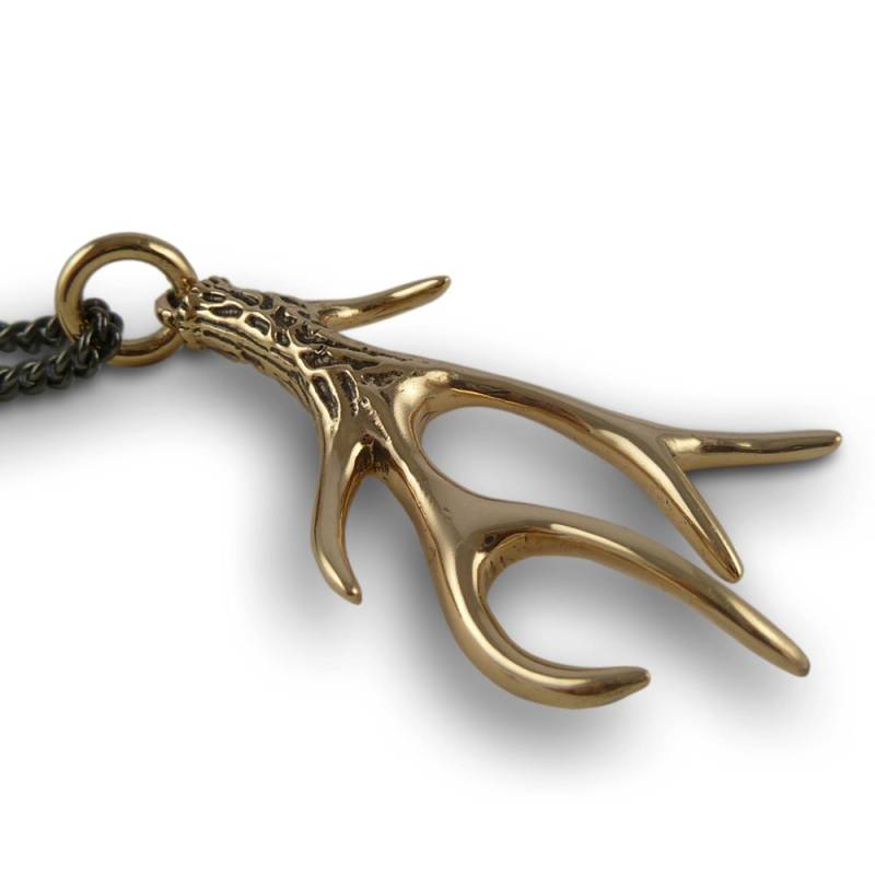 Bronze Geweih-Halskette - Geweih-Anhänger Auf 61-cm-Gunmetal-Kette Jägerschmuck von LostApostle
