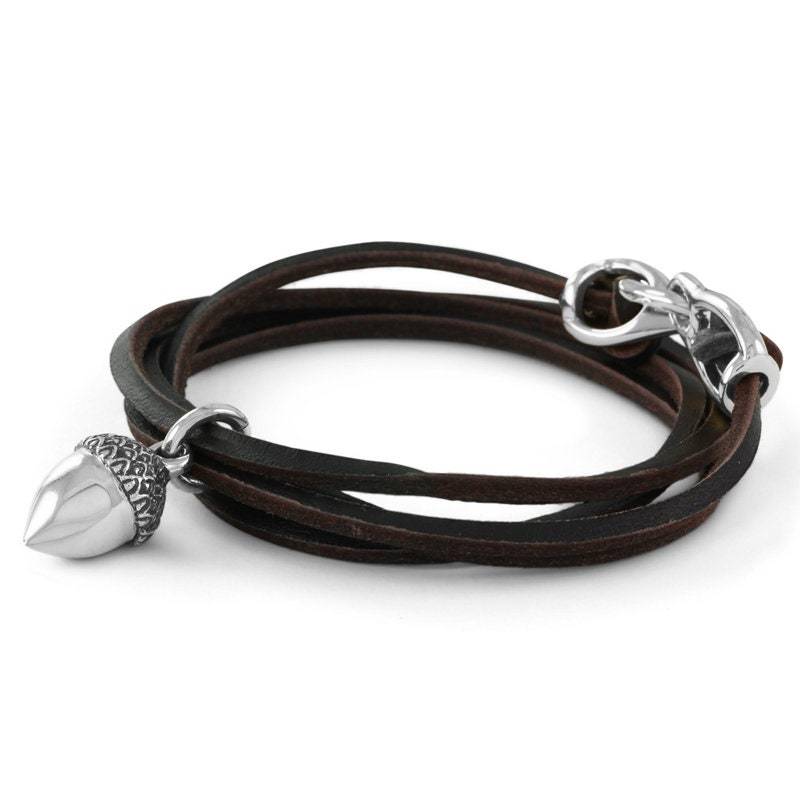 Eichel Armband - Lederarmband Antik Silber von LostApostle