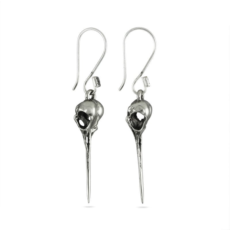 Kolibri-Schädel-Ohrringe - Antike Silber Vogel-Schädel-Ohrringe von LostApostle