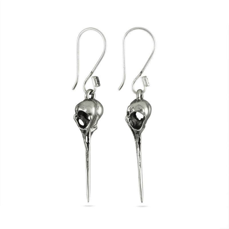 Kolibri-Schädel-Ohrringe - Antike Silber Vogel-Schädel-Ohrringe von LostApostle