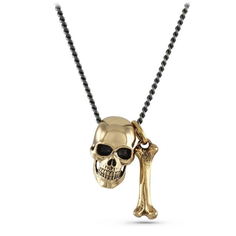 Menschliche Schädel & Knochen Halskette - Bronze Und Anhänger von LostApostle