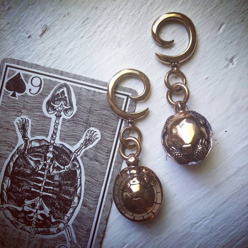 Schildkröten Ohrgewichte - Bronze Ohrringe Schildkrötenmesser von LostApostle