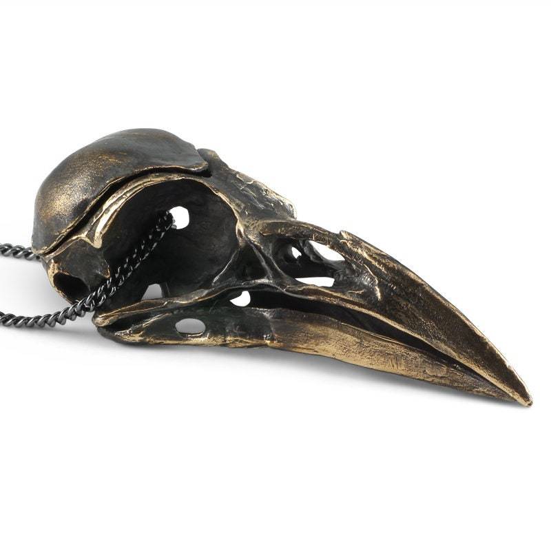 Vogel Schädel Locket - Bronze Krähe Halskette Gothic Statement von LostApostle