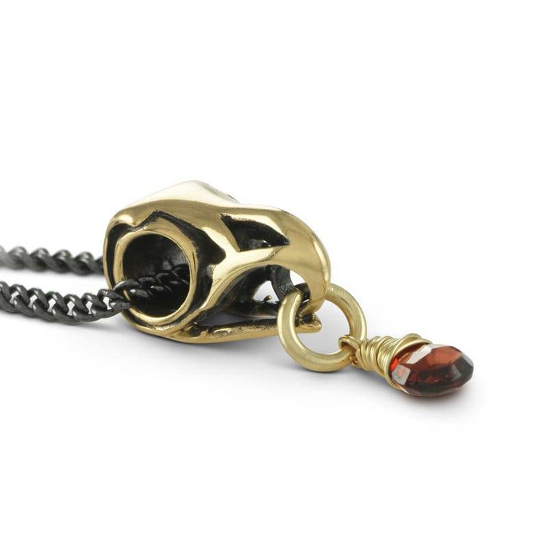 Vogelschädel Halskette Mit Granat - Bronze Anhänger von LostApostle