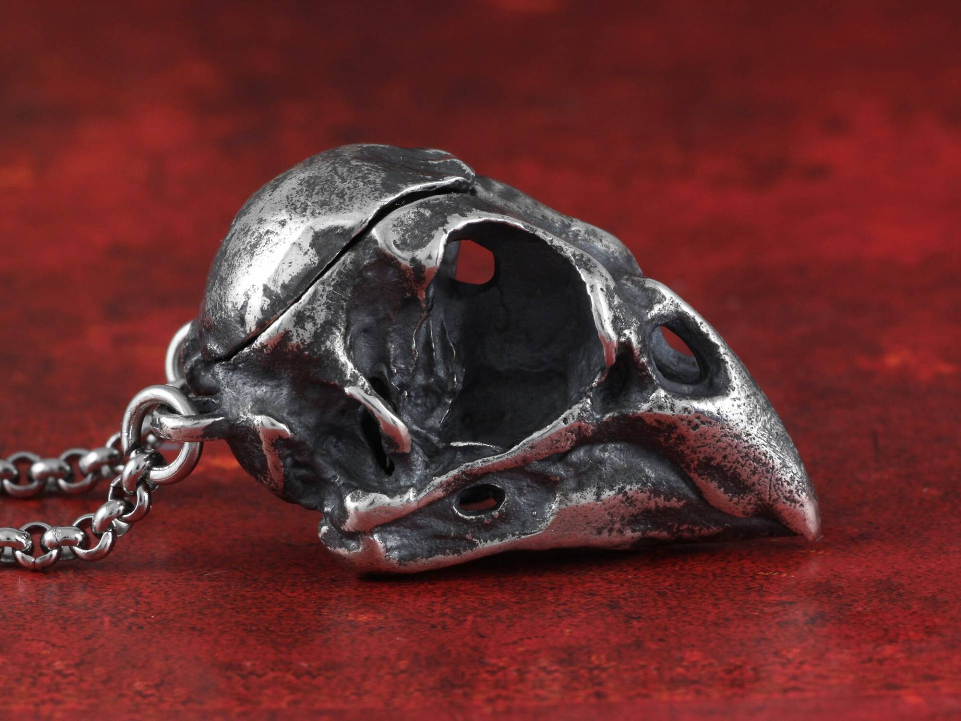 Vogel-Schädel-Medaillon - Sterling Silber Kardinal-Schädel-Medaillon Silber-Vogel-Schädel-Halskette Vogel-Schädel-Medaillon - Sterling Silber Kardinal-Schädel-Medaillon Silber-Vogel-Schädel-Halskette von LostApostleLuxe