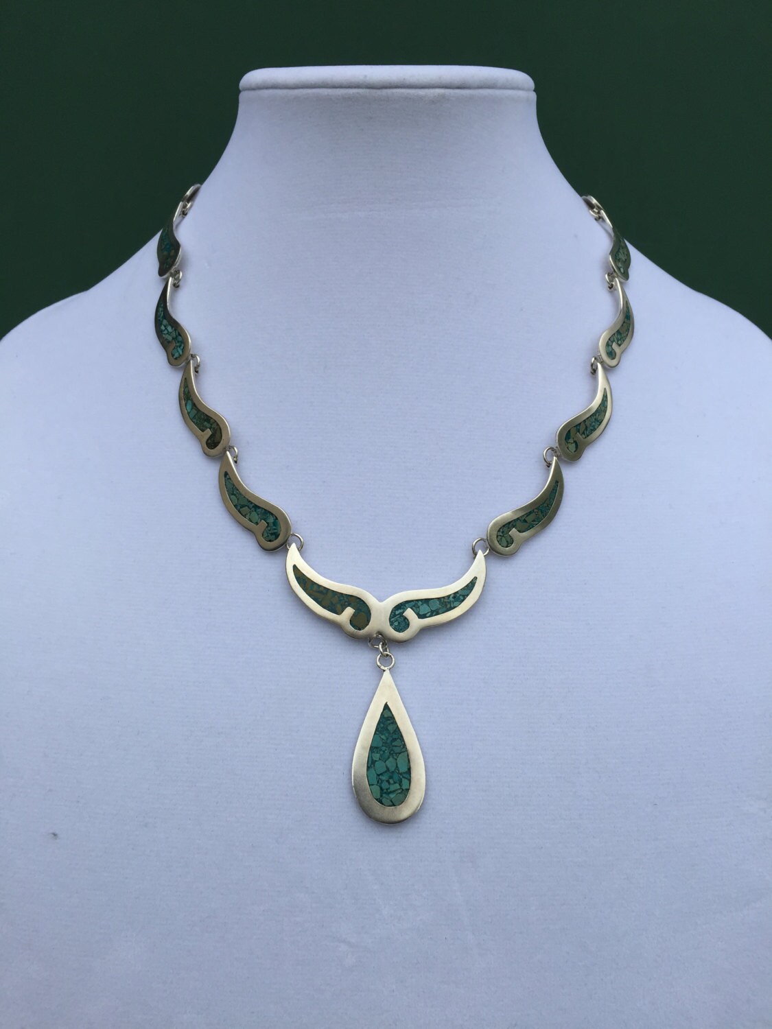 sterling Silber Türkis Tear Drop 18 "Lange Halskette sterling Silber Türkis Tear Drop 18 "Lange Halskette von LostHiddenTreasures