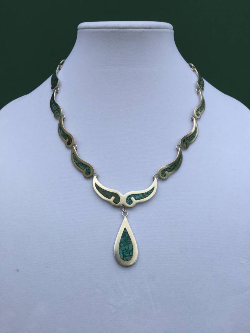 sterling Silber Türkis Tear Drop 18 "Lange Halskette sterling Silber Türkis Tear Drop 18 "Lange Halskette von LostHiddenTreasures