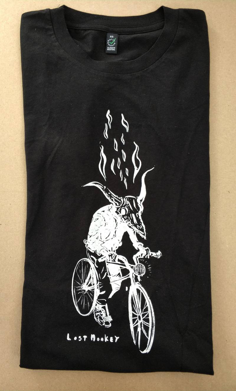 Bike Fiend Hand Siebdruck Bio T-Shirt Bike Fiend Hand Siebdruck Bio T-Shirt von LostMonkeyLondon