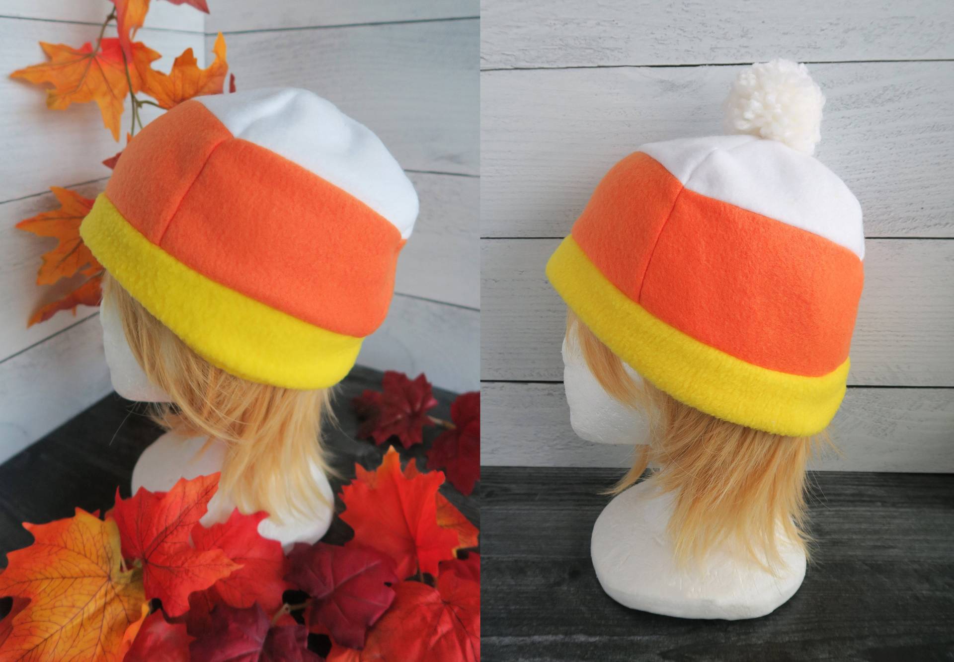 Candy Corn Hat - Herbst Fleece Hut Versandfertig Halloween Kostüm von LostSafari