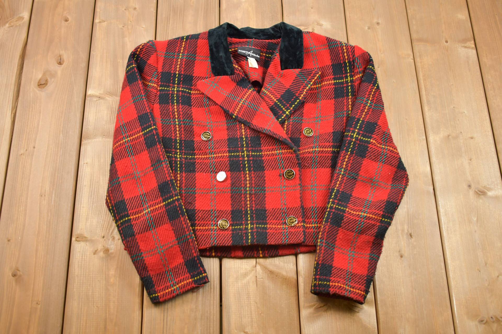 100% Wolle Blazer/Jacke Vintage 90Er Outdoor Winter Positive Einstellung Karierter von Lostboysvintage