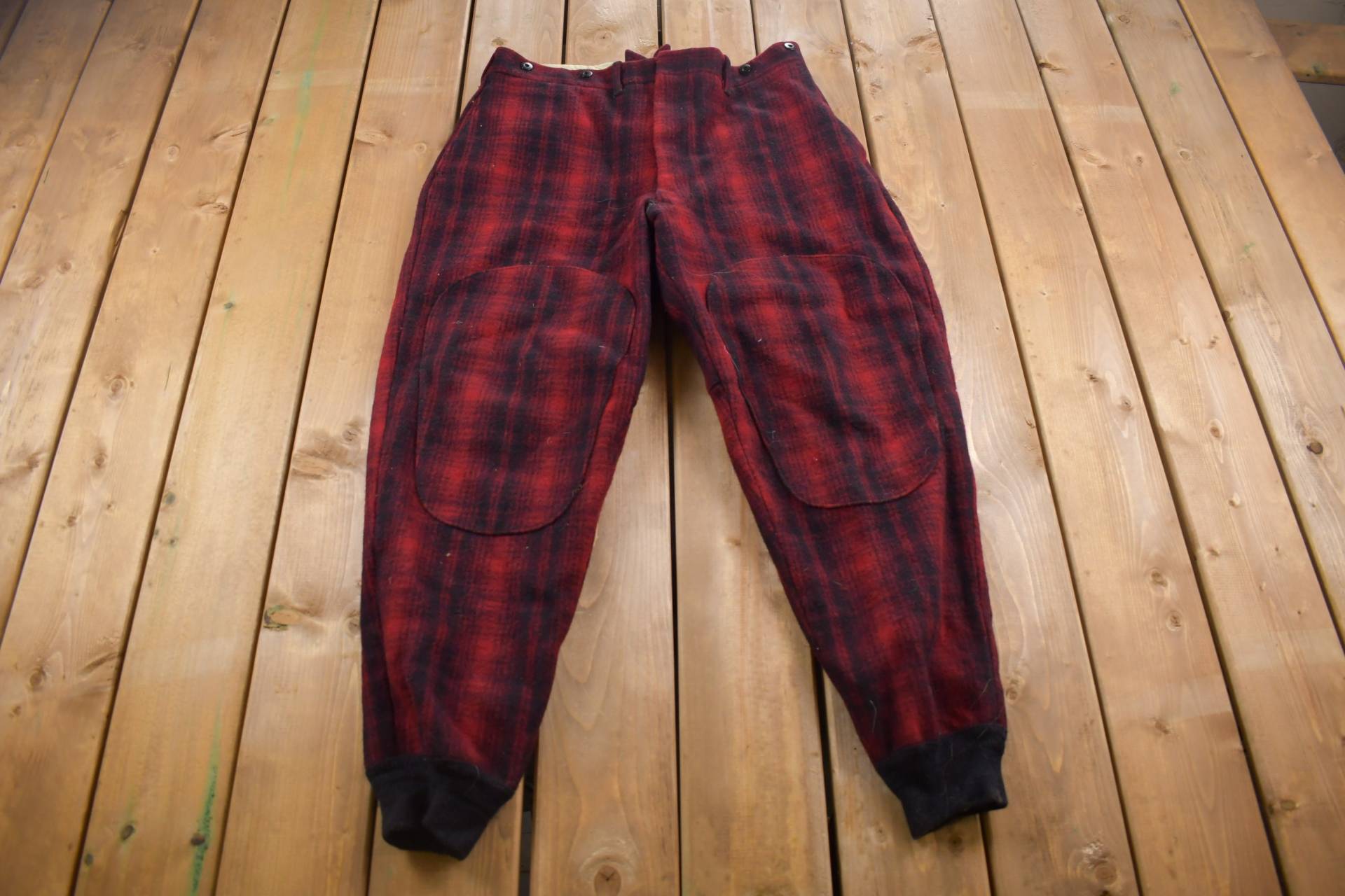 1950S Vintage Woolrich Rot Karierte Hose 37 X 30/streetwear Fashion Hosen Jogger Warme Winterhose von Lostboysvintage