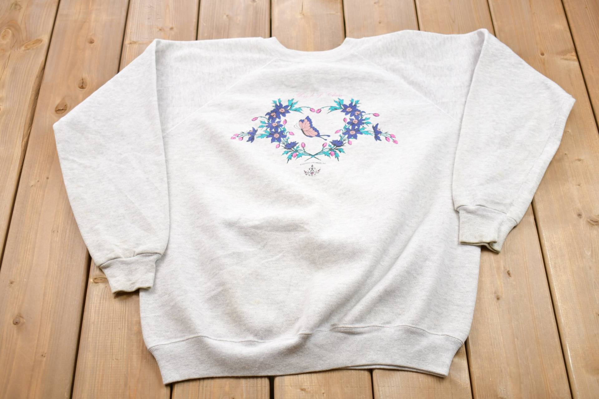 Vintage 1980Er Floral Touch Of Class Grafik Raglan Crewneck Sweatshirt/80Er Souvenir Athleisure Streetwear von Lostboysvintage