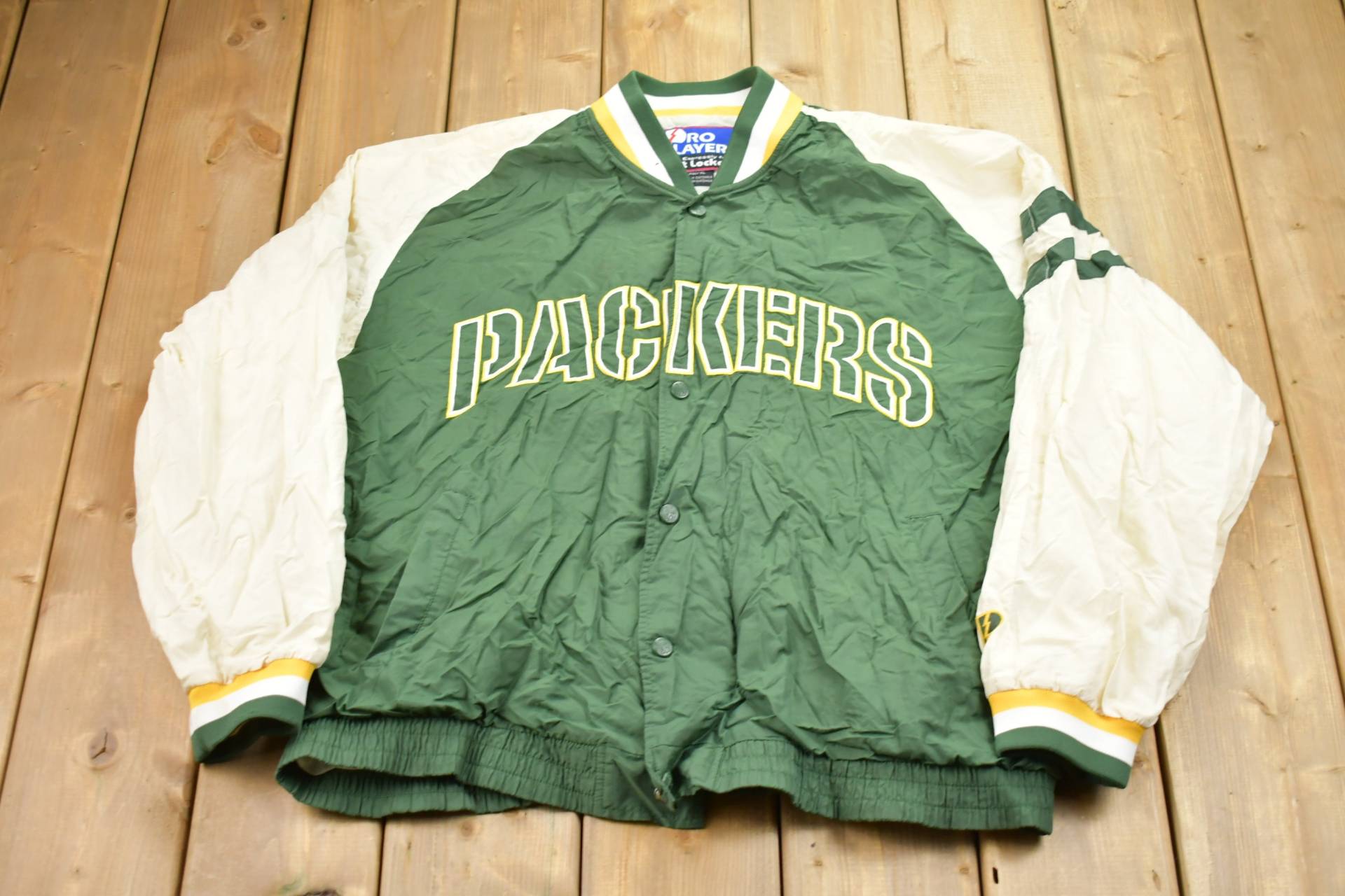 1990Er Jahre Green Bay Packers Nfl Pro Player Bomber Jacke/Athleisure Streetwear Athletisch Sportbekleidung 90S Bomberjacke von Lostboysvintage