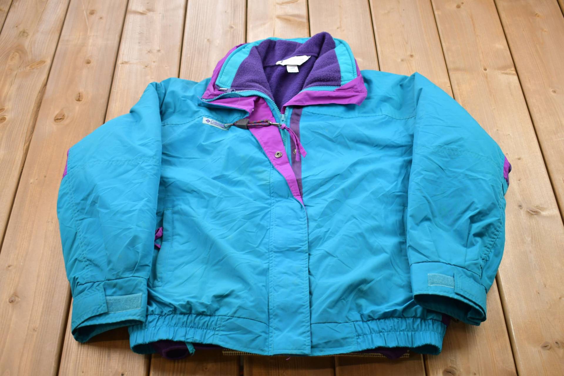 Vintage 1990Er Jahre Columbia Sportswear Company Full Zip Puffer Jacke/Farbblock Bubble Winter Streetwear von Lostboysvintage