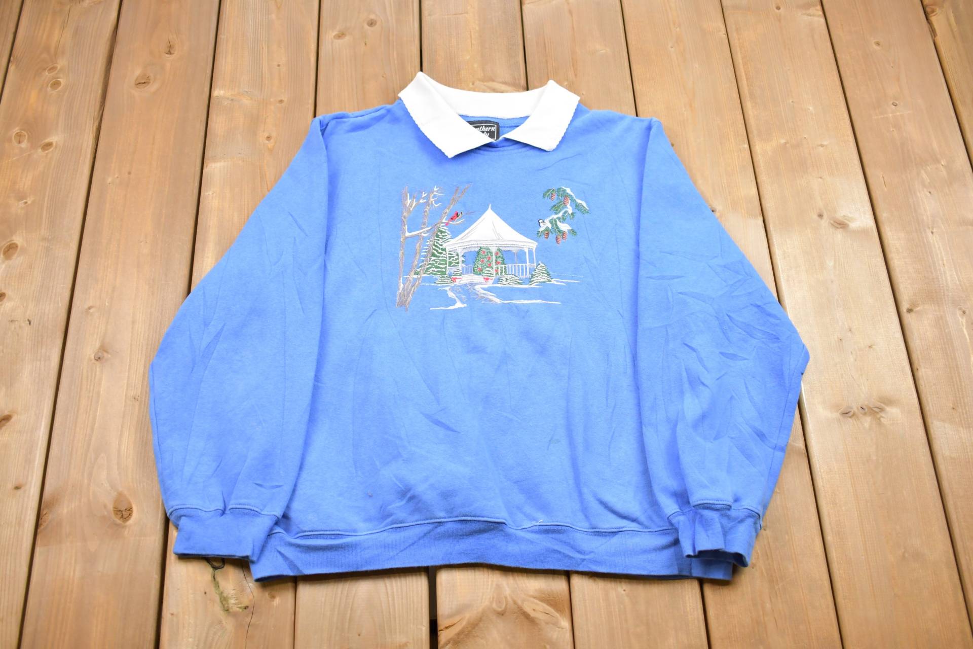 Vintage 1990Er Southern Lady Collared Crewneck Sweatshirt/90Er Winter Wonderland Athleisure Streetwear Reisen Und Tourismus von Lostboysvintage