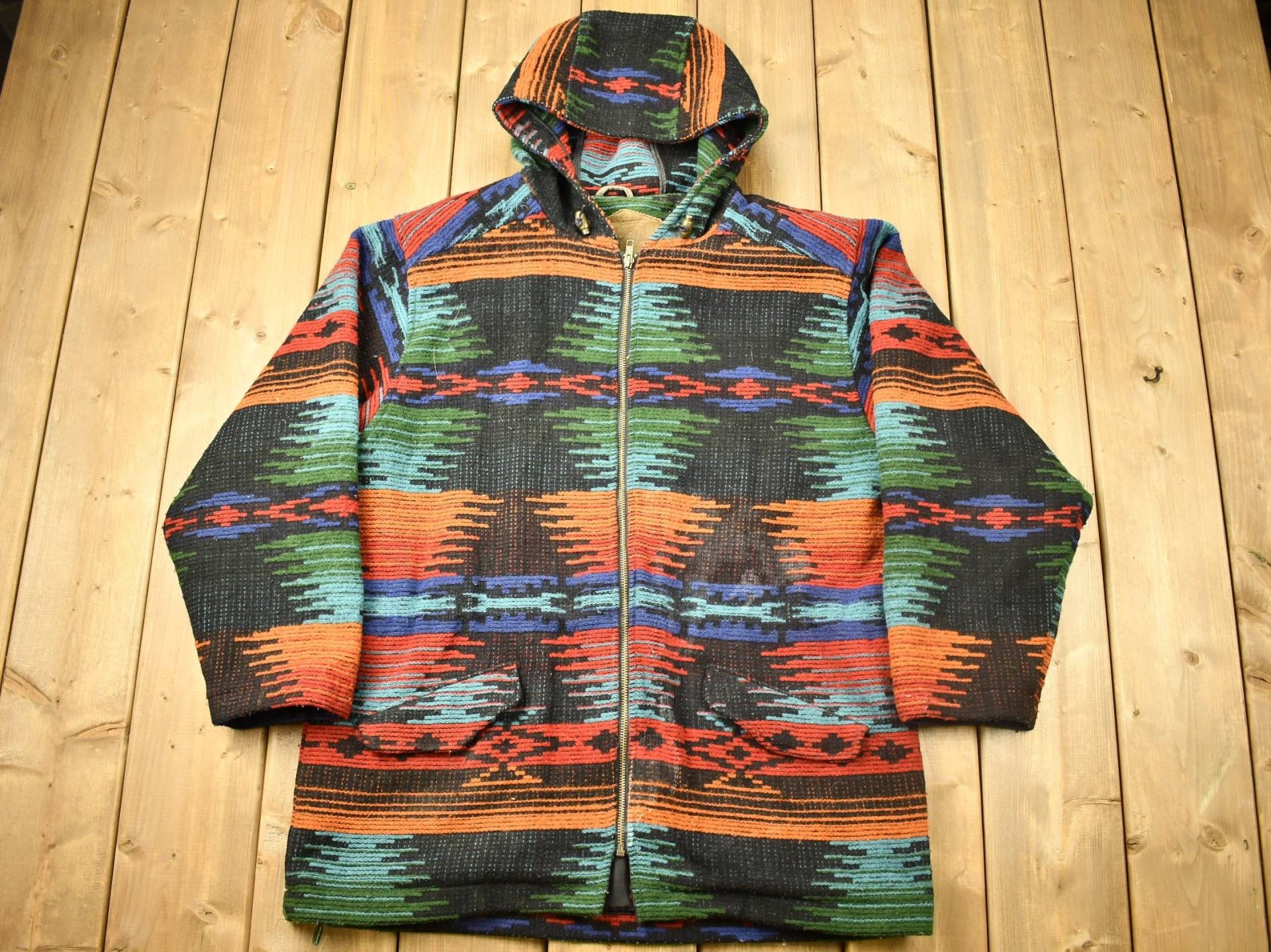 1990Er Jahre Woolrich Azteken Muster Wolle Shell Jacke/Vintage Made in Usa Streetwear Westernjacke Naturbursche von Lostboysvintage