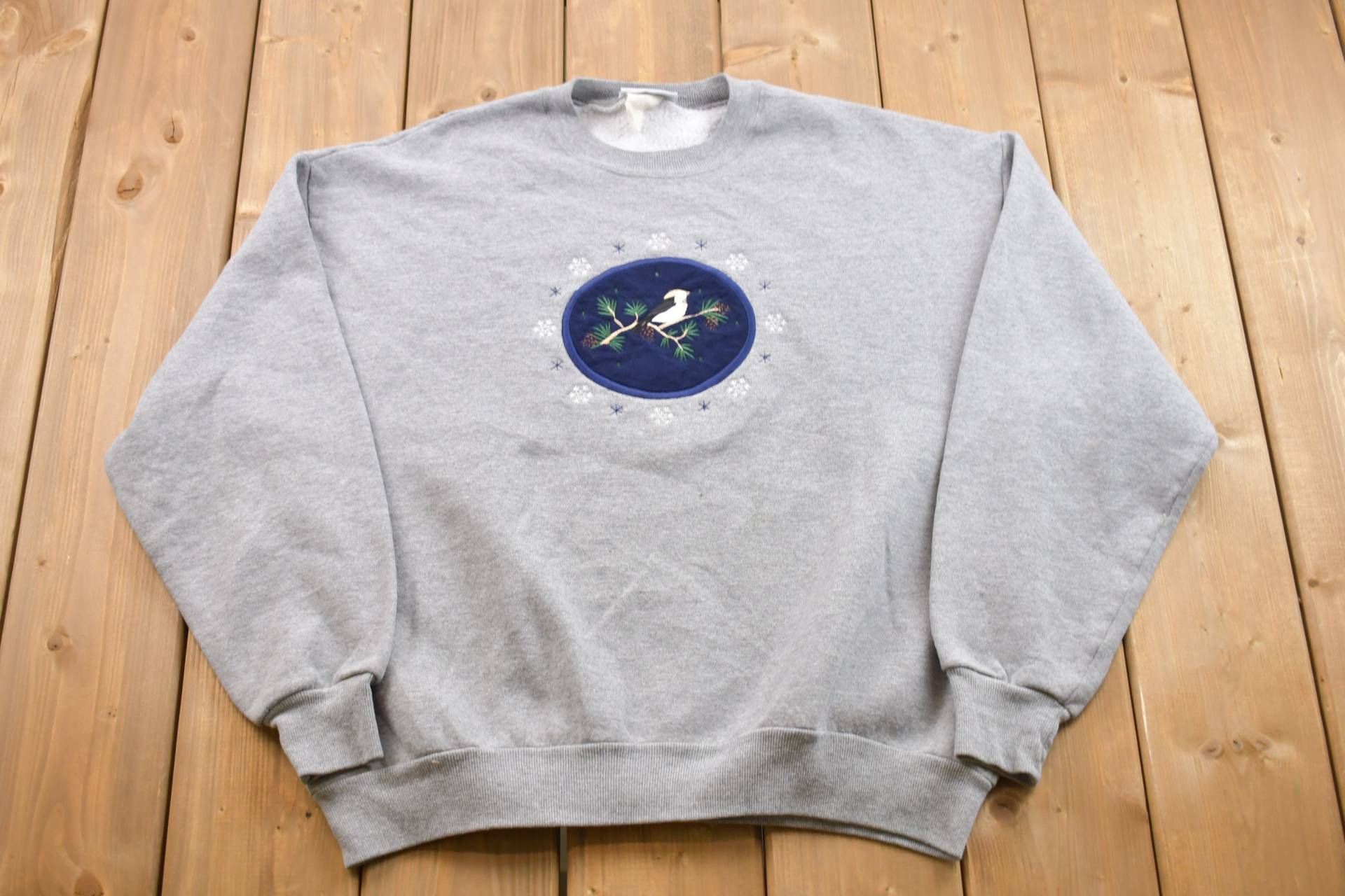1990S Bird Bestickter Rundhalsausschnitt/Nature Print Vintage Sweatshirt Animal Wildnis Pullover Made in Usa von Lostboysvintage