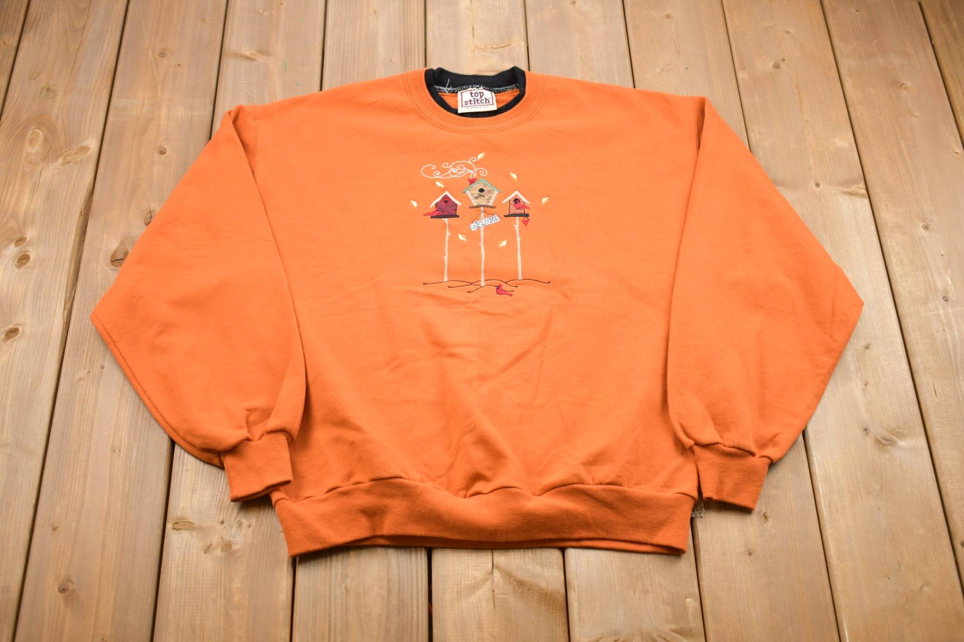 1990S Top Stitch Morgensonne Herbst Vogelhaus Rundhalsausschnitt/Nature Print Vintage Sweatshirt Animal Wildnis Pullover 1990S Top Stitch Morgensonne Herbst Vogelhaus Rundhalsausschnitt/Nature Print Vintage Sweatshirt Animal Wildnis Pullover von Lostboysvintage