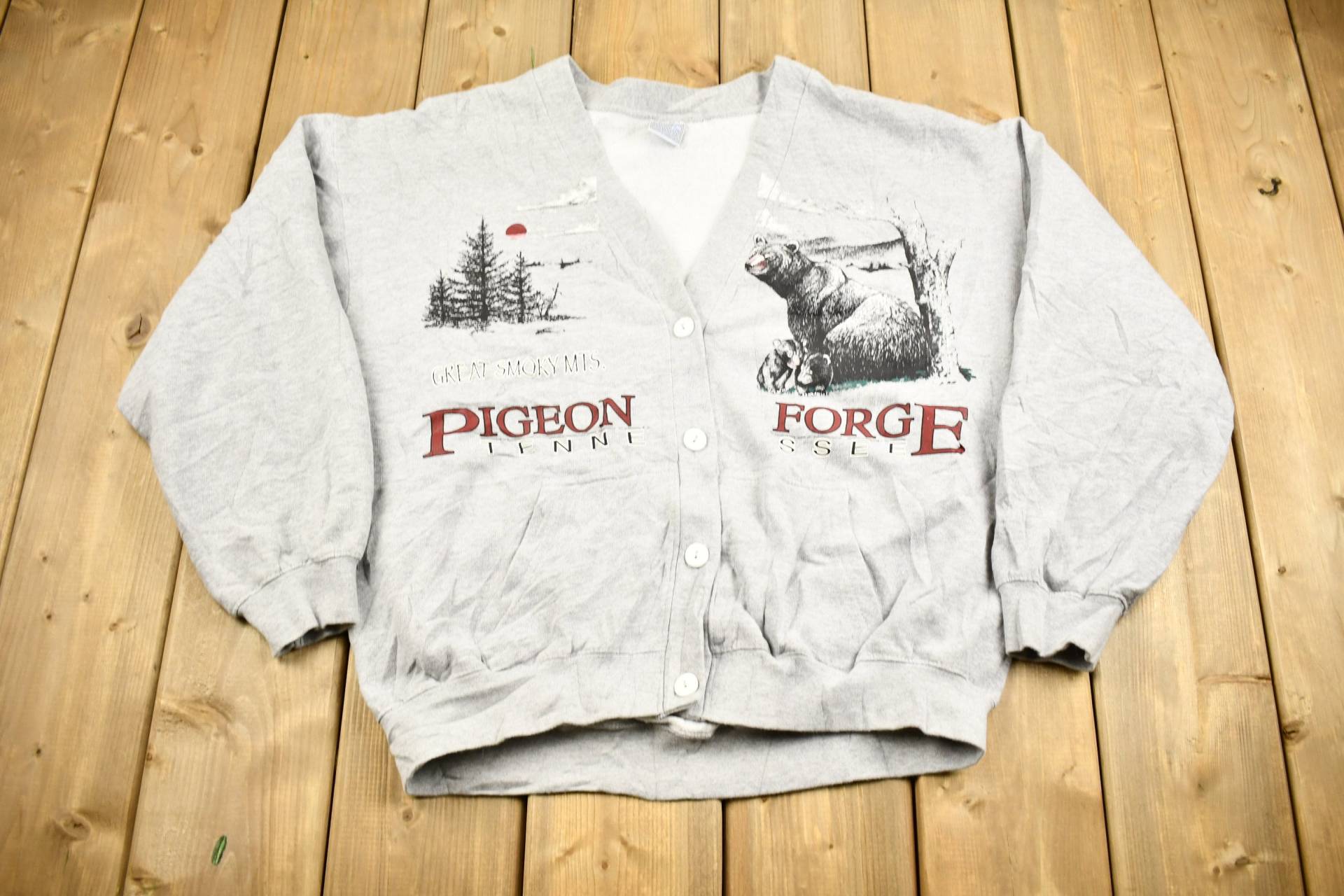 Vintage 1990Er Pigeon Forge Tennessee Cardigan Sweatshirt/Souvenir Great Smoky Mountains Streetwear Reisen Und Tourismus von Lostboysvintage