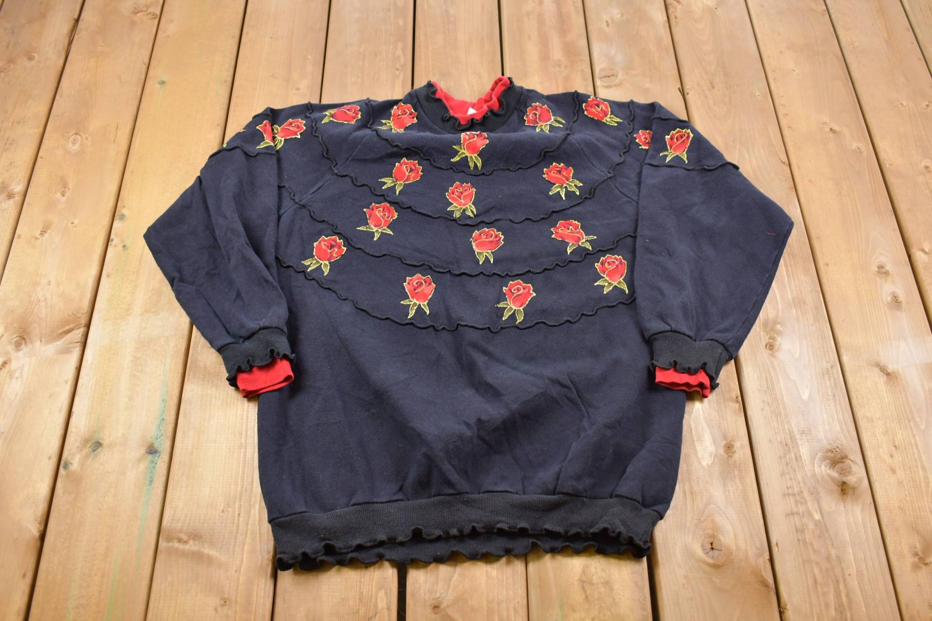 Vintage 1990Er Thornton Walker Floral Crewneck Sweatshirt/90Er Damen Athleisure Rosen Mode von Lostboysvintage