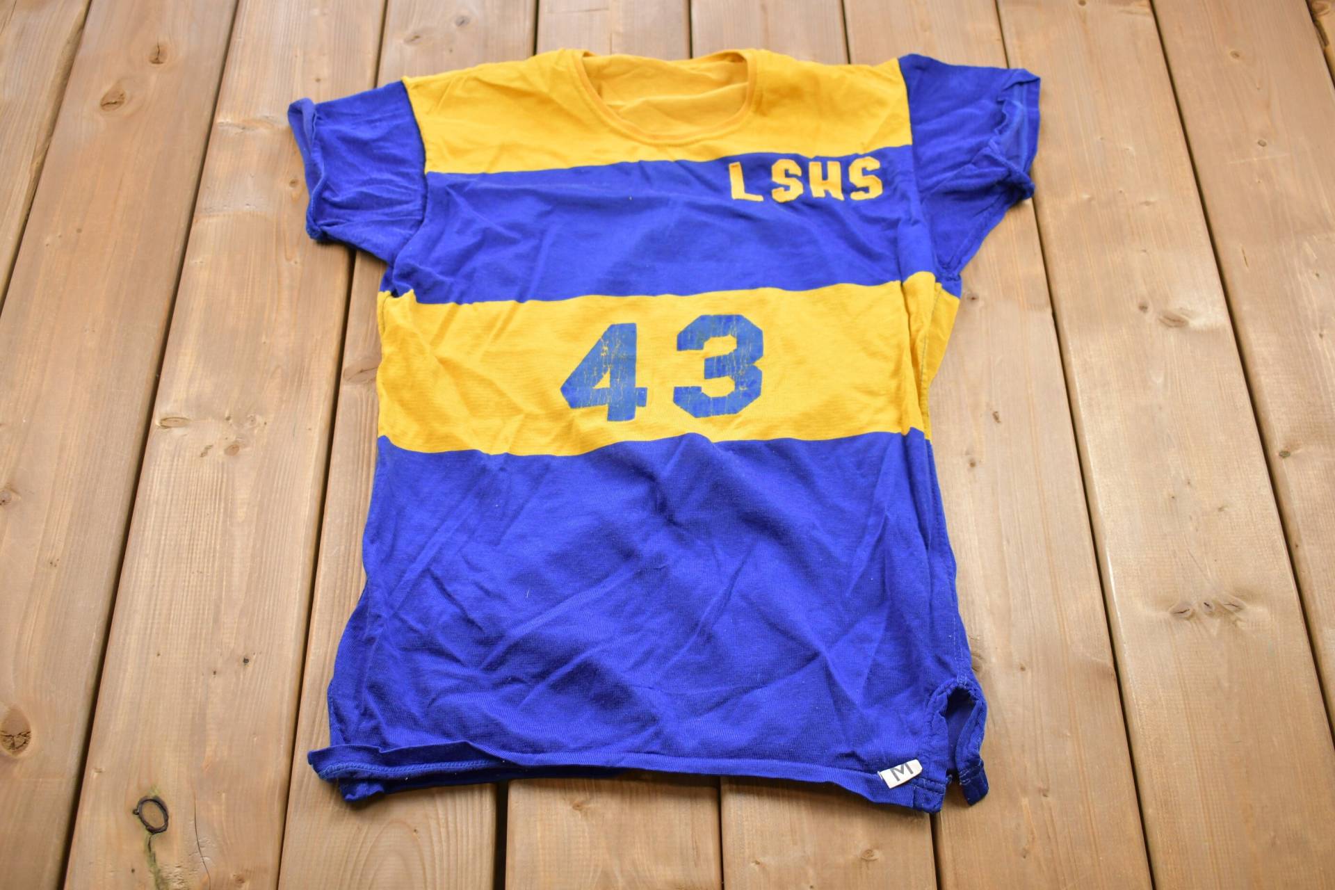 Vintage 1950Er Lshs Gestreifter Bestickter Jersey/50Er Jahre Grafik-Jersey Streetwear Retro-Stil Single Stitch Made in Usa von Lostboysvintage