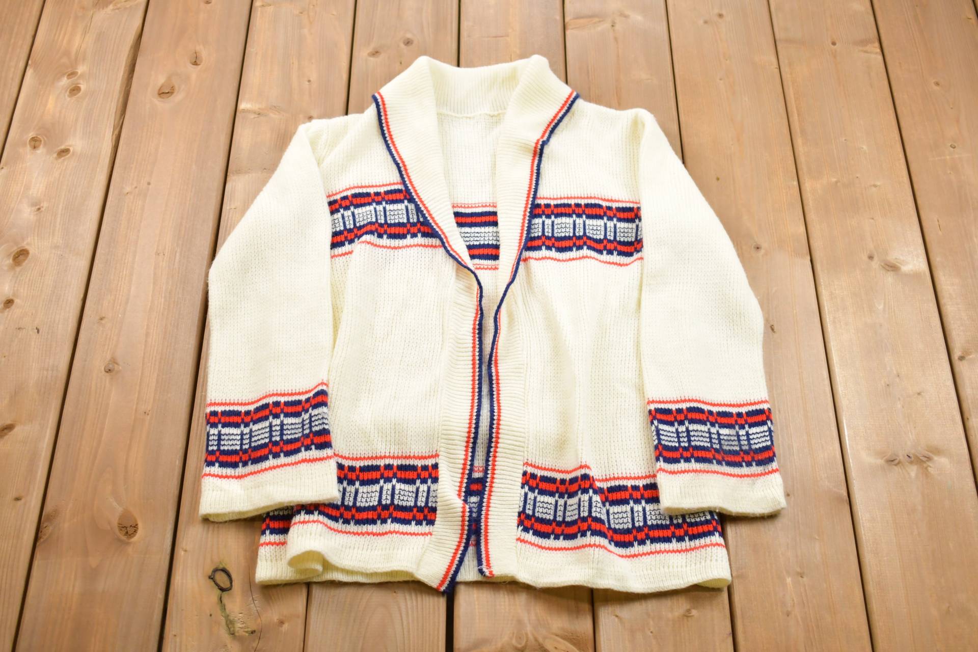 Vintage 1970Er Strickjacke Pullover/Muster Outdoor Handgestrickt Winter Essentials von Lostboysvintage