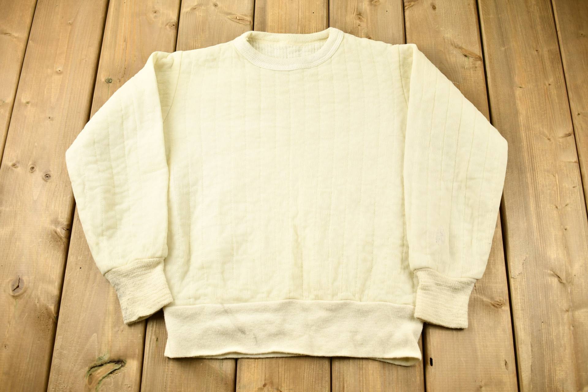 Vintage 1970Er Jahre Blank Crewneck Sweatshirt/70Er White Athleisure Streetwear True von Lostboysvintage