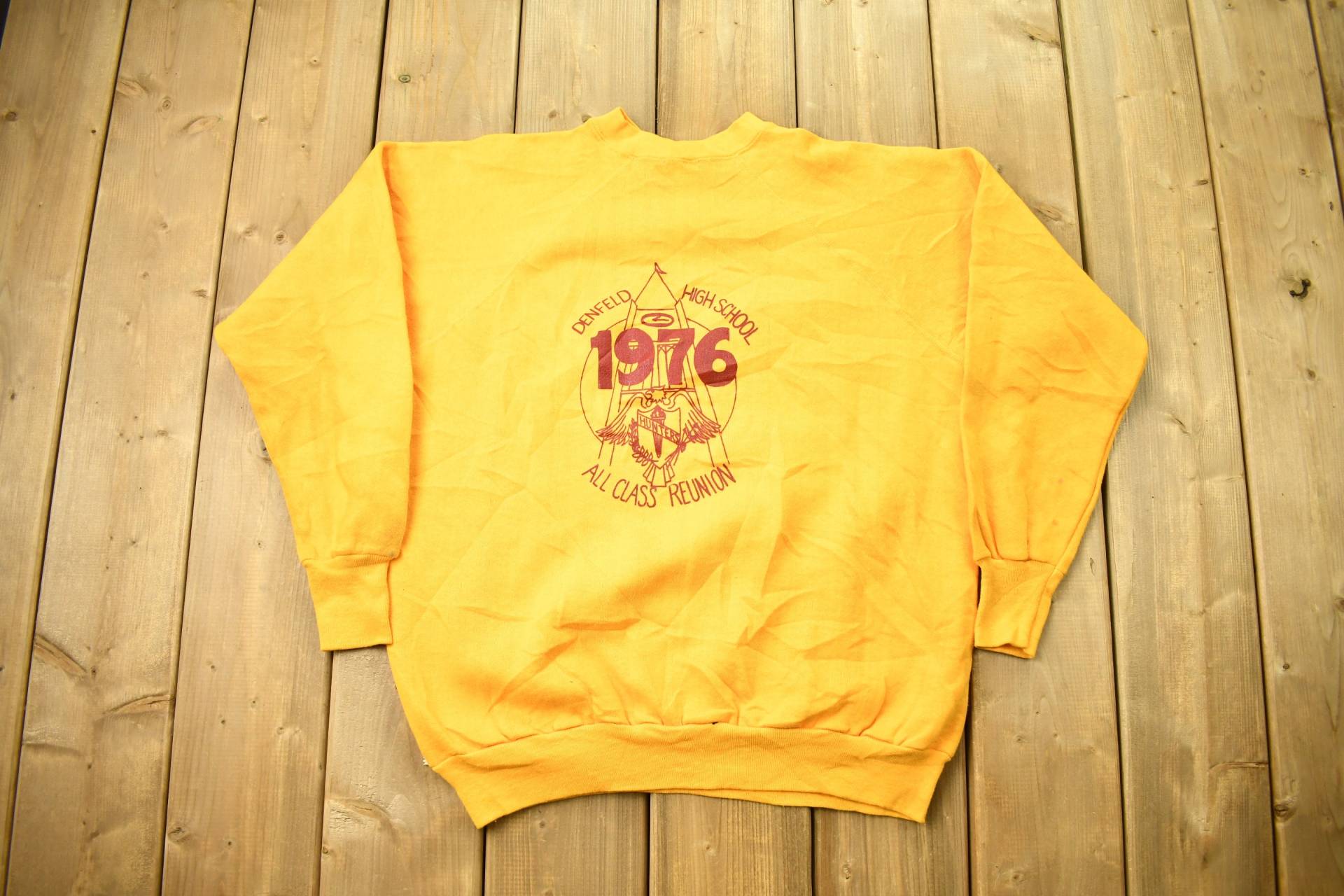 Vintage 1976 Denfeld Highschool Raglan Crewneck Sweatshirt/70Er Souvenir True Streetwear 1970Er Pullover von Lostboysvintage