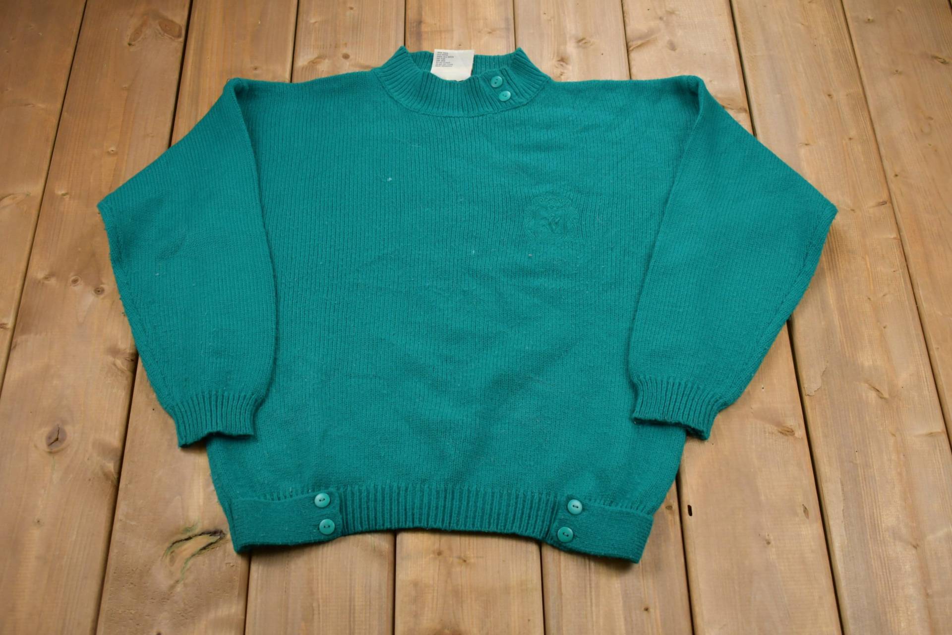 Vintage 1980Er Csl Strickpullover/80Er Jahre Stehkragen Muster Pullover Outdoor Handgestrickt Sweatshirt von Lostboysvintage